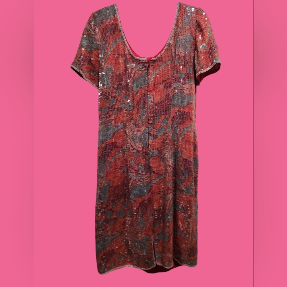 Styleworks Elegant Womens Sequined Floral Dress, Size 16 - Picture 3 of 5